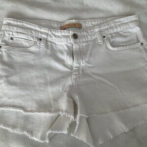 Joe's Jeans Ozzie Cut Off Shorts Size 30 White Raw Edge Hem Longer Back Hem